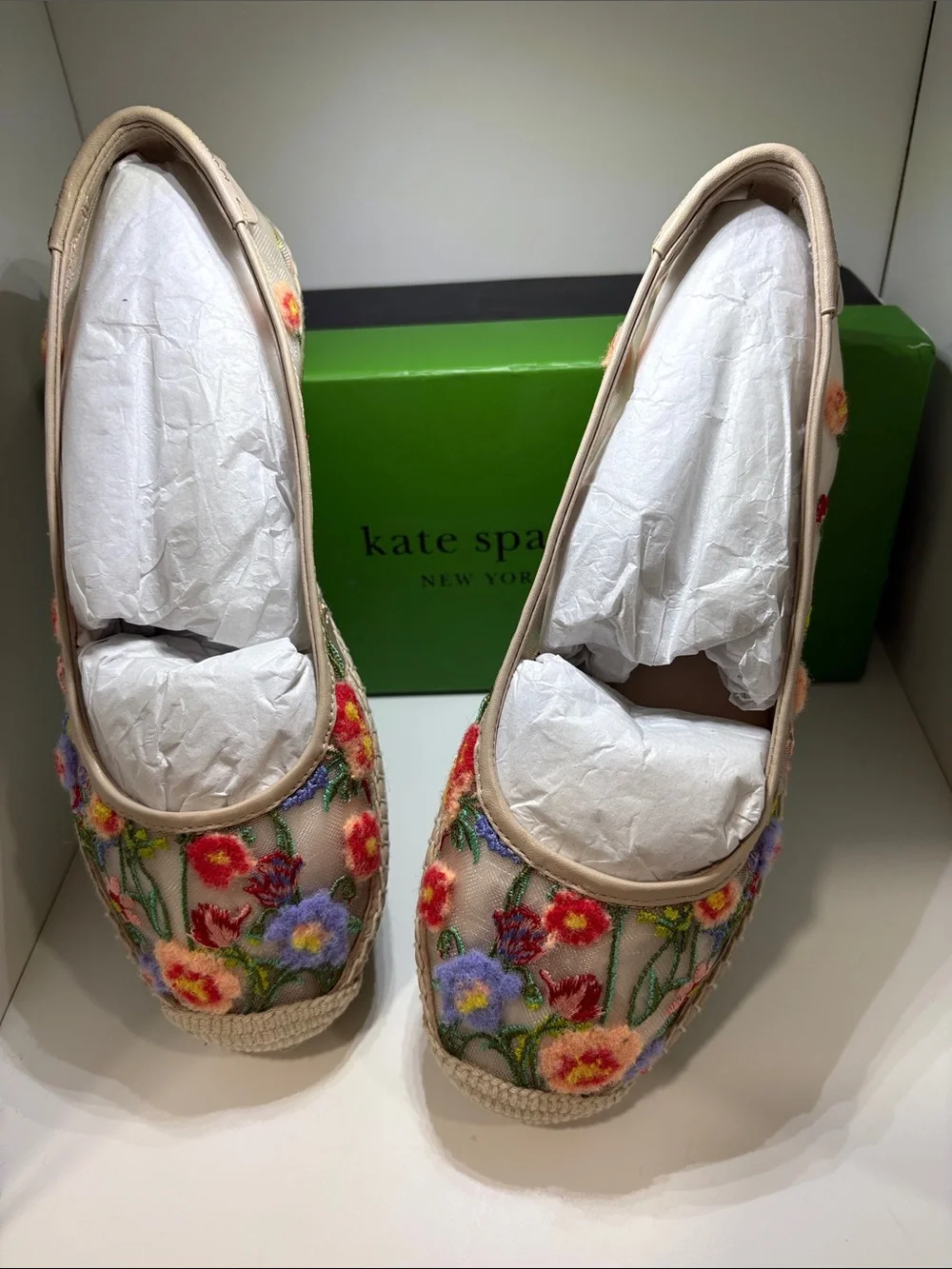 kate spade Whimsical Garde Espadrille Flats with Multicolor Floral Embroidery